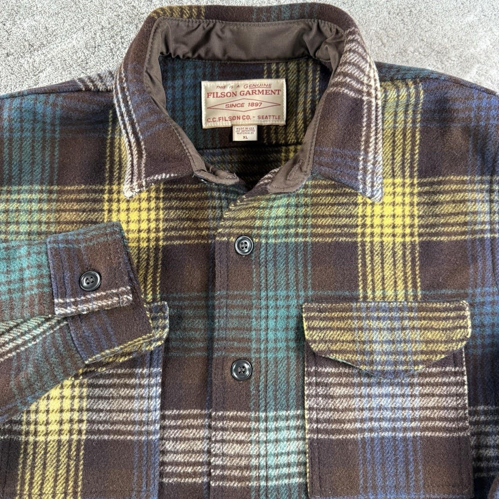 Filson Mackinaw Wool Cruiser Jacket Mens XL Brown Plaid USA Hunting Shirt Coat - Picture 4 of 12
